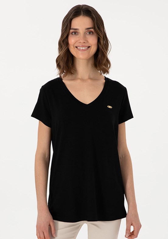 US POLO ASSN - Kadın Siyah Comfort T-Shirt