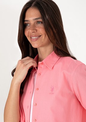 US POLO ASSN Pembe Kadın Uzun Kol Gömlek