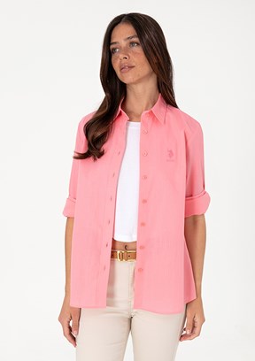 US POLO ASSN Pembe Kadın Uzun Kol Gömlek