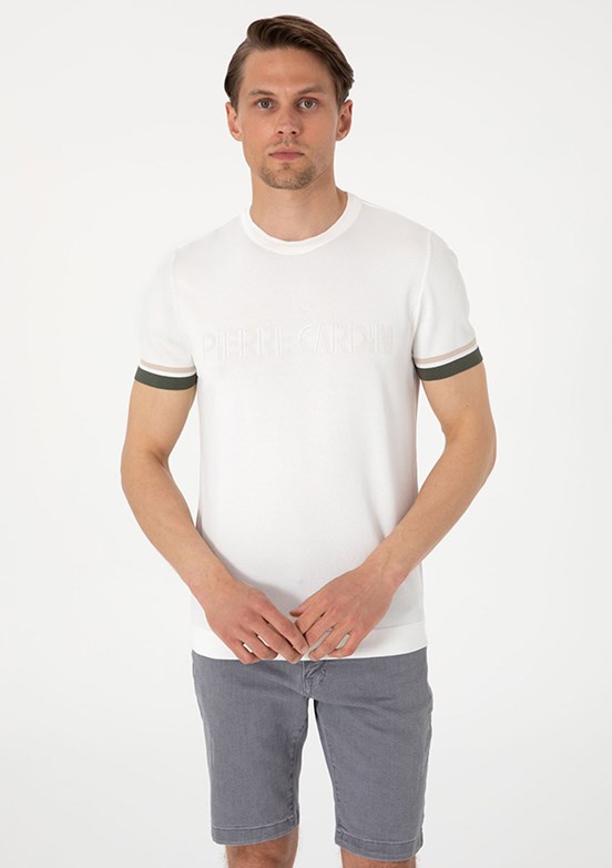 PİERRE CARDİN Beyaz Erkek Slim Kazak