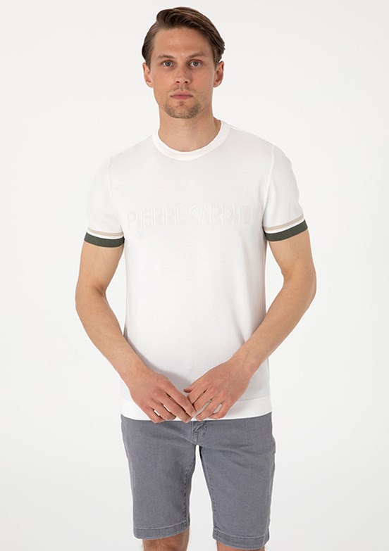 PİERRE CARDİN Beyaz Erkek Slim Kazak