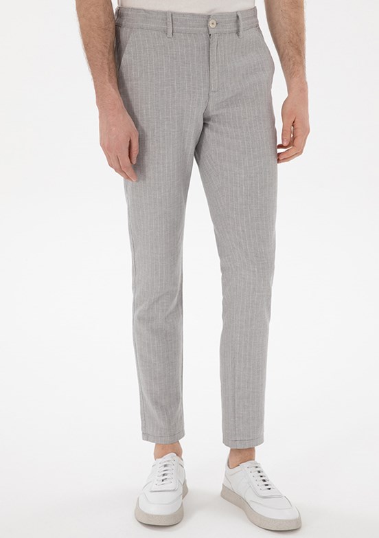 PİERRE CARDİN Gri Erkek Slim Pantolon