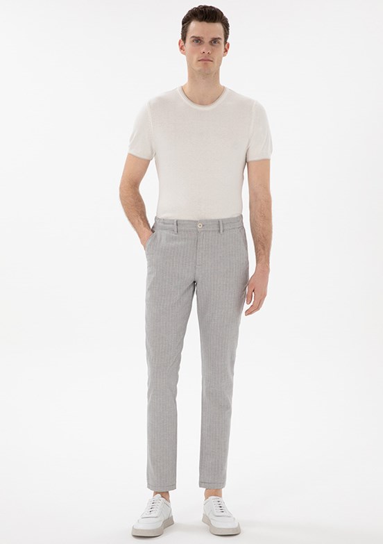 PİERRE CARDİN Gri Erkek Slim Pantolon