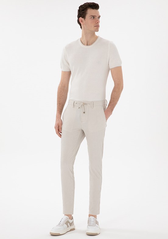 PİERRE CARDİN Bej Erkek Slim Pantolon