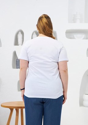 RMG Beyaz Kadın Baskılı T-shirt