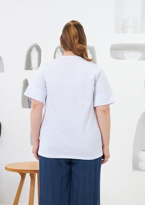 RMG Beyaz Kadın Love Taş Baskılı T-shirt