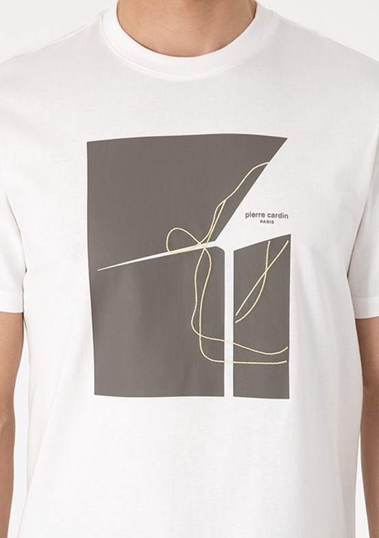 PİERRE CARDİN Beyaz Erkek Regular T-Shirt