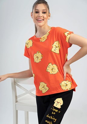 VİENETTA Turuncu Kadın Pijama Takımı