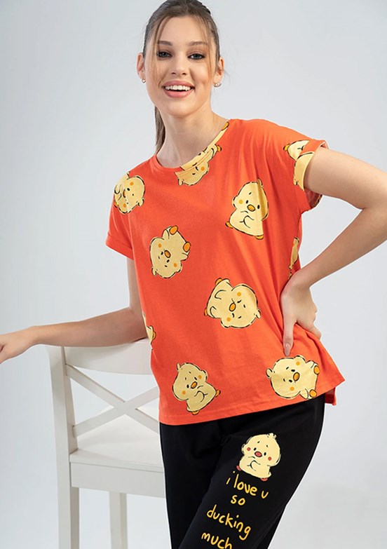 VİENETTA Turuncu Kadın Pijama Takımı