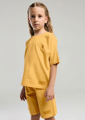 US POLO ASSN Turuncu Kız Çocuk Şortlu İkili Takım