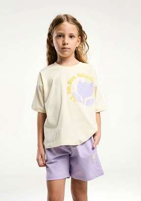 US POLO ASSN Sarı Kız Çocuk Şortlu İkili Takım