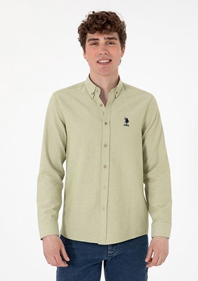 US POLO ASSN Yeşil Erkek Uzun Kol Gömlek
