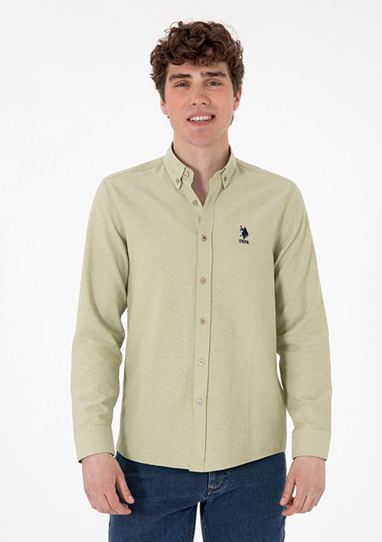 US POLO ASSN Yeşil Erkek Uzun Kol Gömlek