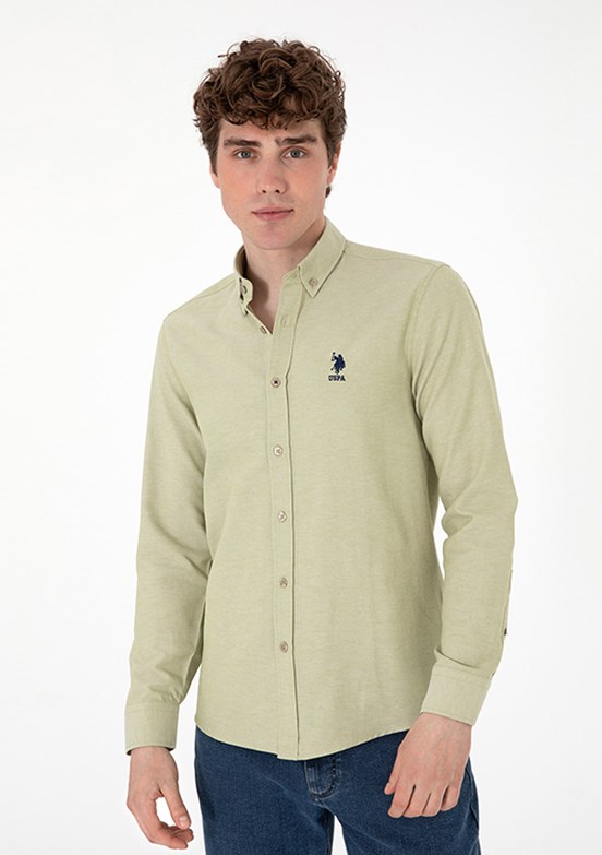 US POLO ASSN Yeşil Erkek Uzun Kol Gömlek