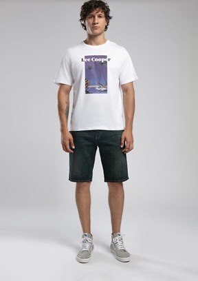 LEE COOPER Enric Beyaz Erkek O Yaka T-shirt