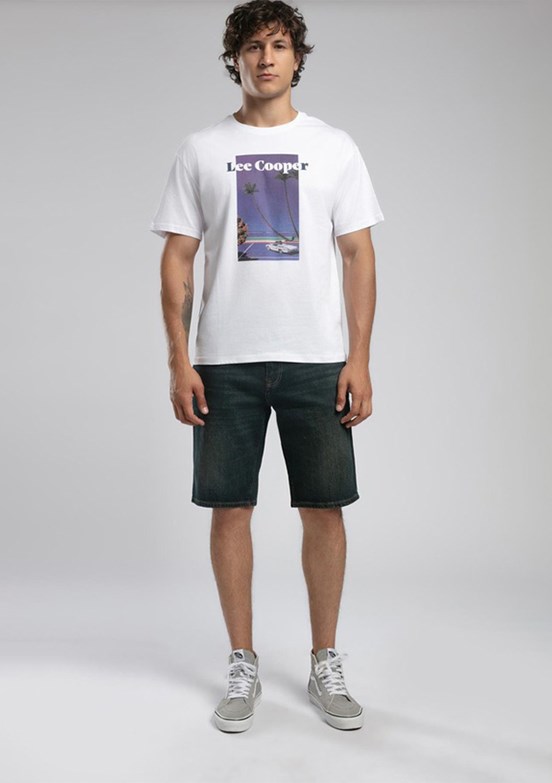 LEE COOPER Enric Beyaz Erkek O Yaka T-shirt