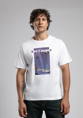 LEE COOPER Enric Beyaz Erkek O Yaka T-shirt