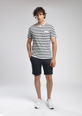 LEE COOPER Eddy Ekru Lacivert Çizgili Erkek O Yaka T-shirt