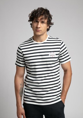 LEE COOPER Eddy Ekru Lacivert Çizgili Erkek O Yaka T-shirt