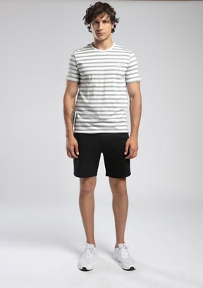 LEE COOPER Eddy Ekru Gri Çizgili Erkek O Yaka T-shirt