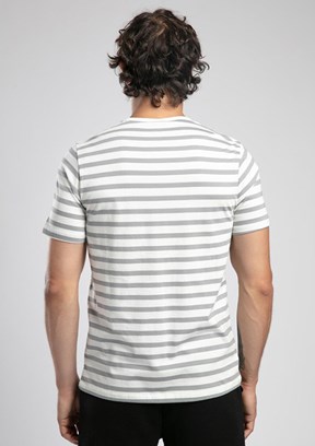 LEE COOPER Eddy Ekru Gri Çizgili Erkek O Yaka T-shirt