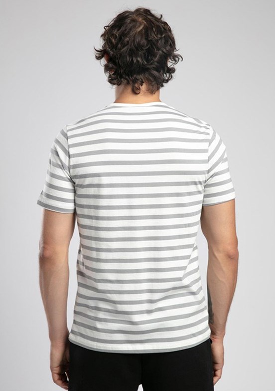 LEE COOPER Eddy Ekru Gri Çizgili Erkek O Yaka T-shirt