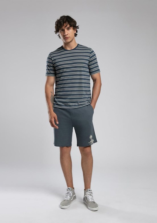 LEE COOPER Jevon İndigo Ekru Çizgili Erkek O Yaka T-shirt