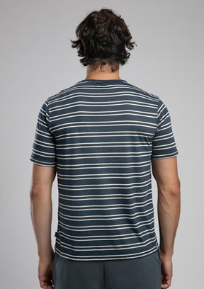 LEE COOPER Jevon İndigo Ekru Çizgili Erkek O Yaka T-shirt