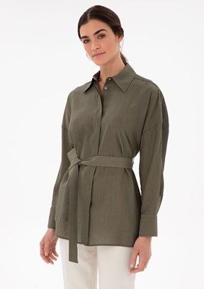 PIERRE CARDIN Yeşil Kadın Uzun Kol Gömlek