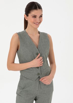PIERRE CARDIN Yeşil Kadın Slim Yelek