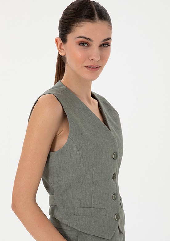 PIERRE CARDIN Yeşil Kadın Slim Yelek