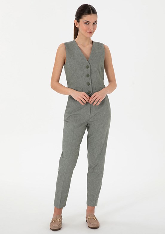PİERRE CARDİN Kadın Yeşil Cropped Pantolon