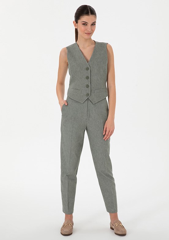 PİERRE CARDİN Kadın Yeşil Cropped Pantolon