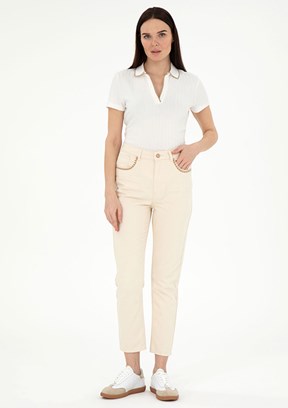 PIERRE CARDIN Beyaz Kadın Mom Jean Pantolon