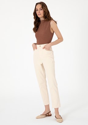 PIERRE CARDIN Beyaz Kadın Mom Jean Pantolon