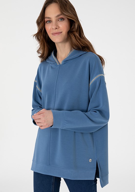 PIERRE CARDIN Lacivert Kadın Cropped Sweatshirt