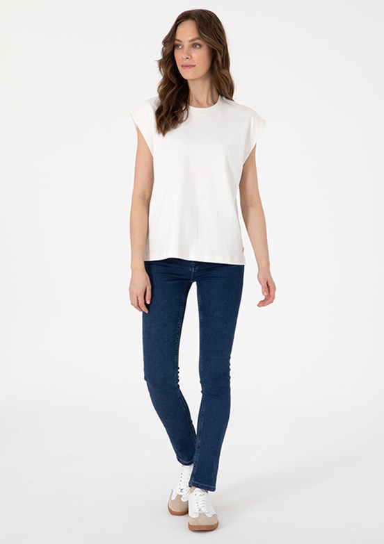PIERRE CARDIN Lacivert Kadın Oversize Jean Pantolon