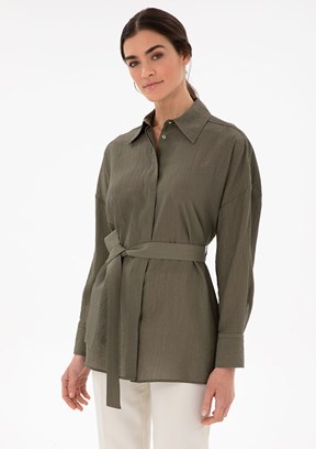 PIERRE CARDIN Yeşil Kadın Uzun Kol Gömlek