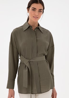 PIERRE CARDIN Yeşil Kadın Uzun Kol Gömlek