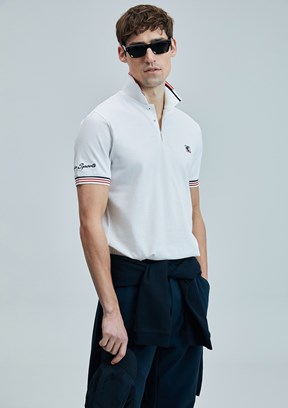 LUFIAN Beyaz Erkek Polo Yaka T-Shirt