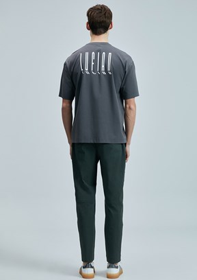 LUFIAN Gri Erkek Basic T-Shirt