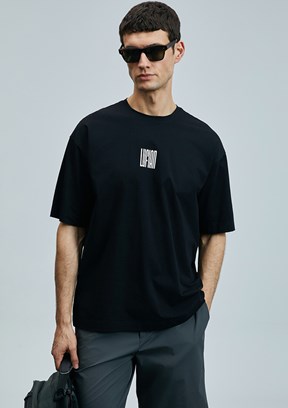 LUFİAN Siyah Erkek Basic T-Shirt