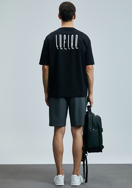 LUFİAN Siyah Erkek Basic T-Shirt