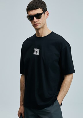 LUFİAN Siyah Erkek Basic T-Shirt