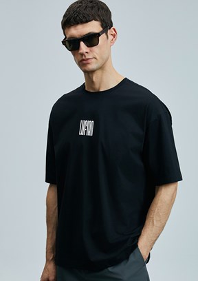 LUFİAN Siyah Erkek Basic T-Shirt