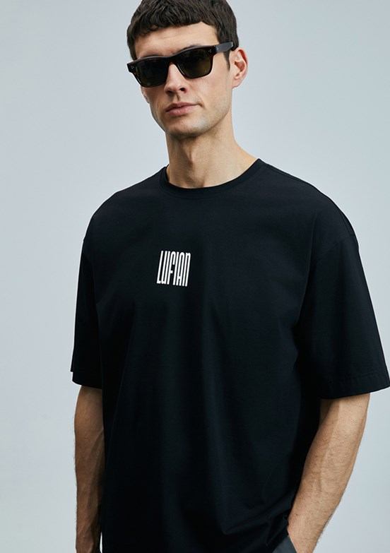 LUFİAN Siyah Erkek Basic T-Shirt