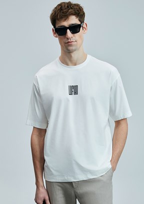 LUFIAN Beyaz Erkek Basic T-Shirt