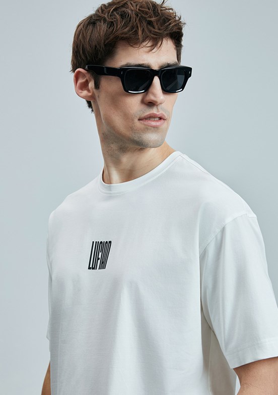 LUFIAN Beyaz Erkek Basic T-Shirt
