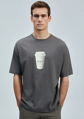 LUFIAN Kahverengi Erkek Basic T-Shirt