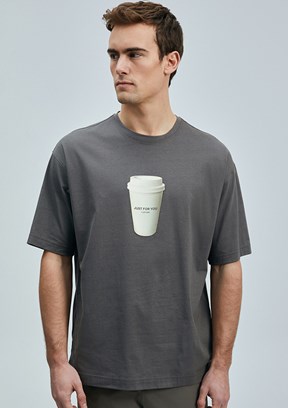 LUFIAN Kahverengi Erkek Basic T-Shirt